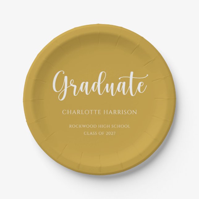 Assiettes En Carton Graduation Party Décontracté Script simple (Devant)