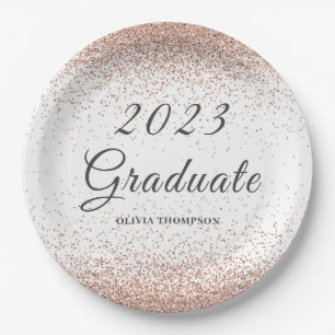 Assiettes En Carton Graduation Party Parties scintillant rose plaque p