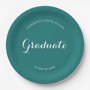 Assiettes En Carton Graduation Party Simple vert et blanc