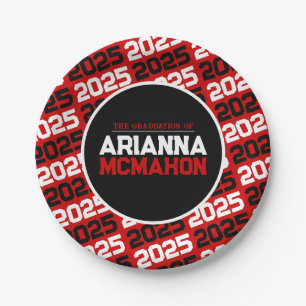 Assiettes En Carton Graduation personnalisée en rouge et noir
