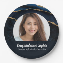 Graduation personnalisée Photo Marbre Agate bleu