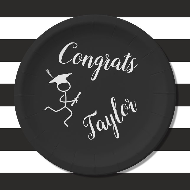 Assiettes En Carton Graduation Runner © Rund Grad Black White Plate (Depiction of Front of Paper Plate)