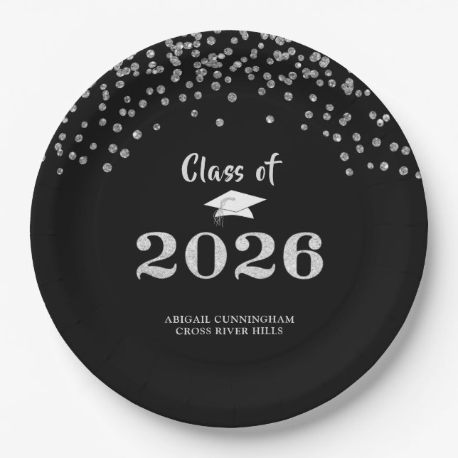 Assiettes En Carton Graduation Silver Parties scintillant CLASSE DE 20 (Devant)