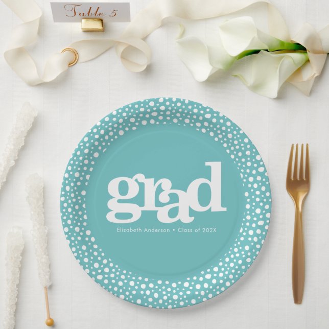 Assiettes En Carton graduation turquoise audacieuse typographie simple (Mariage)