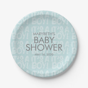 Assiettes En Carton Graffiti Bleu Baby shower plaque de papier