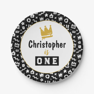 Assiettes En Carton Graffiti Hip hop Tags Black and Gold Rap Doodles