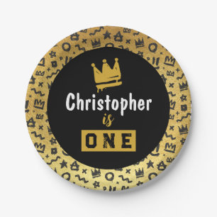 Assiettes En Carton Graffiti Hip hop Tags Black and Gold Rap Doodles