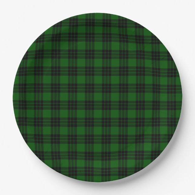 Assiettes En Carton Graham tartan vert noir plaid (Devant)