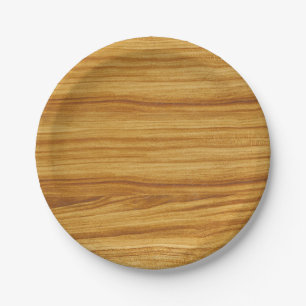 Assiettes En Carton Grain de bois clair