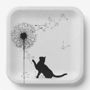 Assiettes En Carton Graines de chats noirs et de pissenlit