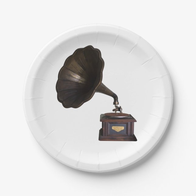 Assiettes En Carton Gramophone (Devant)