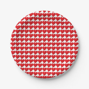 Assiettes En Carton Grand Cœur Rouge, Amour, fête de la Saint-Valentin