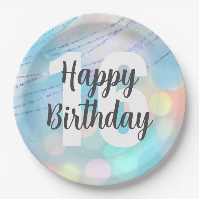 Assiettes En Carton Grand nombre Bokeh Anniversaire de fête Napkins (Devant)