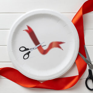Assiettes En Carton Grand Ouverture Célébration Ciseaux Couper le ruba