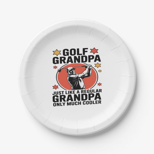 Assiettes En Carton Grand-père de golf comme un grand-père régulier (Devant)