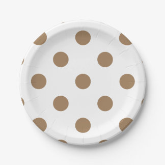 Assiettes En Carton Grand pois - pâlissez le brun sur le blanc