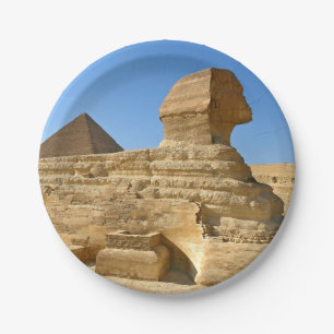 Assiettes En Carton Grand Sphinx de Gizeh avec la pyramide de Khafre -