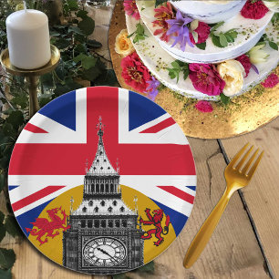 Assiettes En Carton Grande-Bretagne patriotique, drapeau britannique &