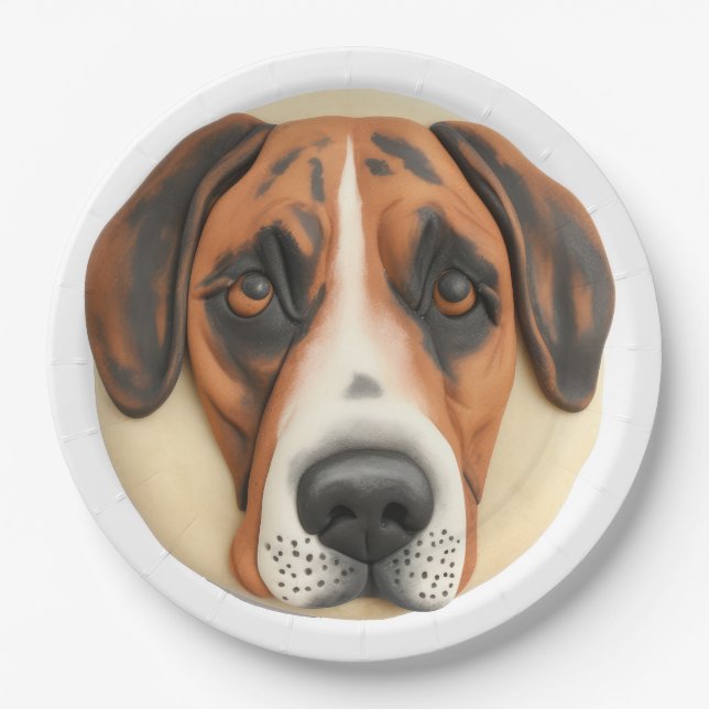 Assiettes En Carton Grande Dane Chien 3D Inspiré (Devant)