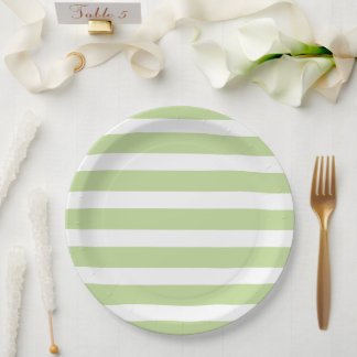 Assiettes En Carton Grandes vertes et blanches à la menthe