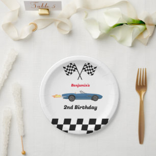 Assiettes En Carton Grandir DEUX Fast Race Car Boy 2e anniversaire