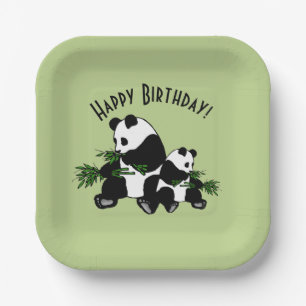 Assiettes En Carton Grandir Panda Joyeux anniversaire
