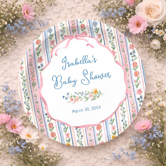 Assiettes En Carton Grandmillennial Floral Baby Shower  (Créateur téléchargé)