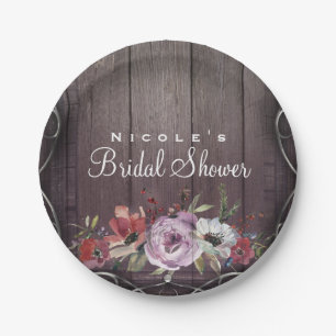 Assiettes En Carton Grange Charme Rustique Bois Fleuris & Mariage Flor