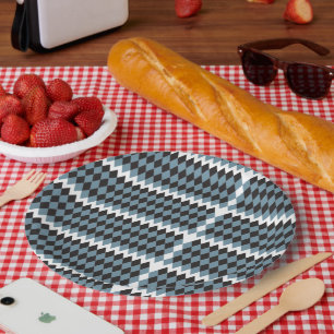 Assiettes En Carton graphique damé illustration haute,