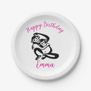 Assiettes En Carton Graphique mignon - BONOBO - Chimpanzé - Fête