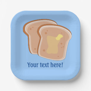 Assiettes En Carton Graphique Toast Beurré plus votre texte personnali