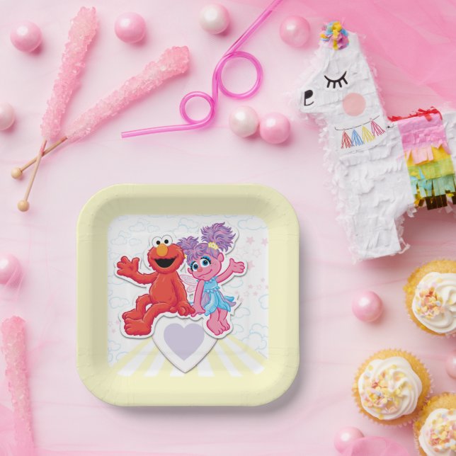 Assiettes En Carton Graphisme d'Abby et Elmo (Fête)