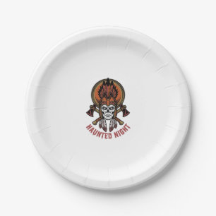 Assiettes En Carton Graphisme de gravure de guerrier Halloween vintage