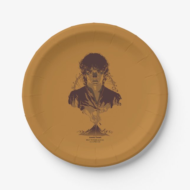 Assiettes En Carton Graphisme de l'inscription Tengwar de FRODO™ MOUNT (Devant)
