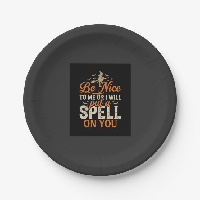 Assiettes En Carton Graphisme de sort de sorcière d'Halloween_1 (Devant)