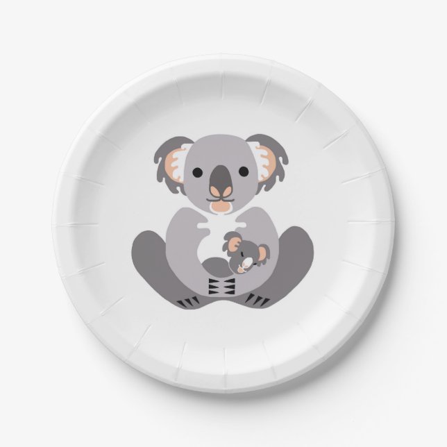 Assiettes En Carton Graphisme - KOALA - Animaux australiens - Fête (Devant)
