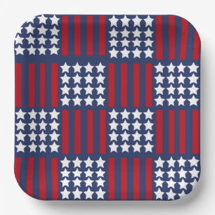 Assiettes En Carton Gras American Spirit Stars & Stripes Célébration