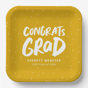Assiettes En Carton Gras congrats modernes grad jaune fête de graduati