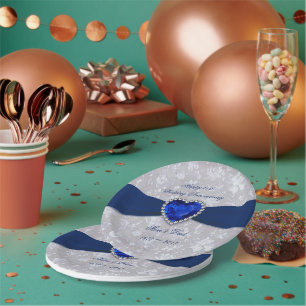 Assiettes En Carton Gras Damask 45e Anniversaire Mariage Plaques en pa