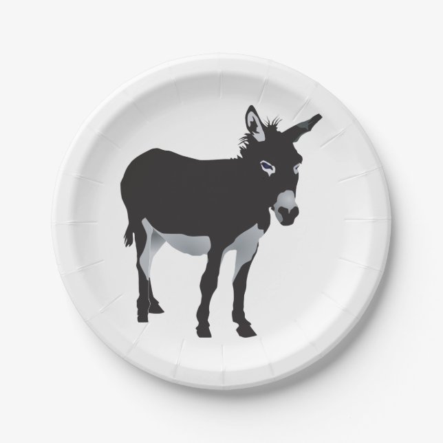 Assiettes En Carton Gras Donkey Silhouette ferme animal (Devant)