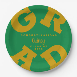 Assiettes En Carton Gras GRAD L'or personnalisé sur la Graduation ver