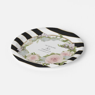 Assiettes En Carton Gras Romantique Rose Floral Wreath Main Peint Art