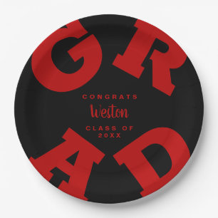 Assiettes En Carton Gras rouge écarlate GRAD sur une note personnalisé