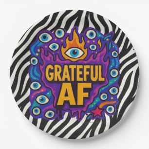 Assiettes En Carton Grateful AF - Motif Zèbre -