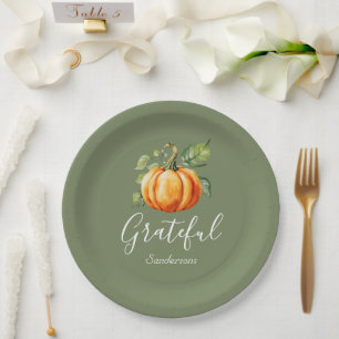Assiettes En Carton Grateful Thanksgiving Orange Citrouille Personnali