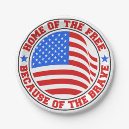 Assiettes En Carton Gratuit À Cause Du Brave Rouge Blanc & Bleu Juille