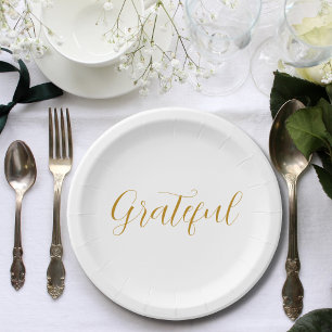 Assiettes En Carton Gratuit Gold Script minimaliste Thanksgiving