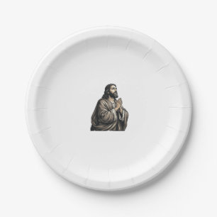 Assiettes En Carton Gravure Vintage Homme Priant T-shirt Religieux Des