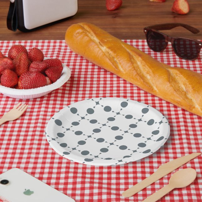 Assiettes En Carton Gray Polka Dots, Polka Dot Pattern, Dots (Pique-nique)