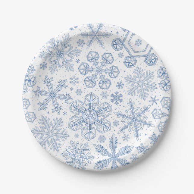 Assiettes En Carton Gray Snowflakes on off white (Devant)